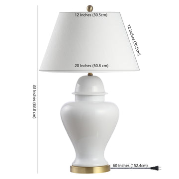Sagwa 33" Ceramic/Iron Modern Classic LED Table Lamp - JONATHAN Y